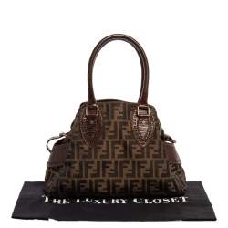 Pre Owned Fendi Brown Canvas and Leather Small Zucca Chef De Jour Bag