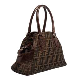 Pre Owned Fendi Brown Canvas and Leather Small Zucca Chef De Jour Bag
