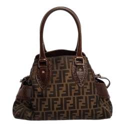 Pre Owned Fendi Brown Canvas and Leather Small Zucca Chef De Jour Bag
