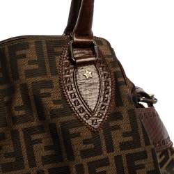 Pre Owned Fendi Brown Canvas and Leather Small Zucca Chef De Jour Bag