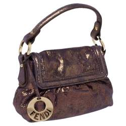 Pre Owned Fendi Holographic Shimmering Leather Mini Chef Hobo