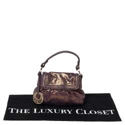 Pre Owned Fendi Holographic Shimmering Leather Mini Chef Hobo