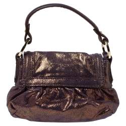 Pre Owned Fendi Holographic Shimmering Leather Mini Chef Hobo