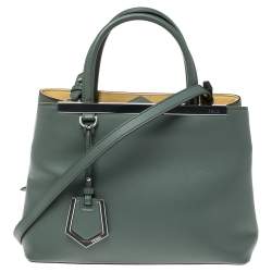 Pre Owned Fendi Pale Green Leather Mini 2Jours Tote 