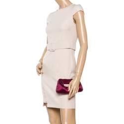 Pre Owned Fendi Dark Magenta Satin Borderline Clutch