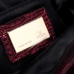Pre Owned Fendi Dark Magenta Satin Borderline Clutch