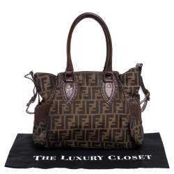 Pre Owned Fendi Brown Canvas and Leather Small Zucca Chef De Jour Bag