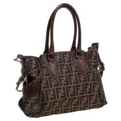 Pre Owned Fendi Brown Canvas and Leather Small Zucca Chef De Jour Bag