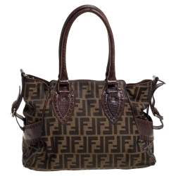 Pre Owned Fendi Brown Canvas and Leather Small Zucca Chef De Jour Bag