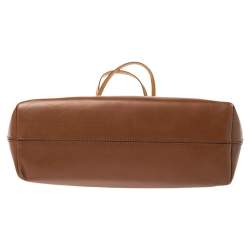 Pre Owned Fendi Brown/Tobacco Pequin Striped Canvas and Leather Roll Tote