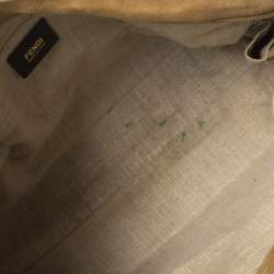 Pre Owned Fendi Brown/Tobacco Pequin Striped Canvas and Leather Roll Tote
