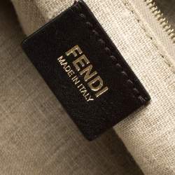 Pre Owned Fendi Brown/Tobacco Pequin Striped Canvas and Leather Roll Tote