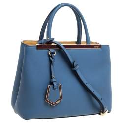 Pre Owned Fendi Blue Leather Mini 2Jours Tote 