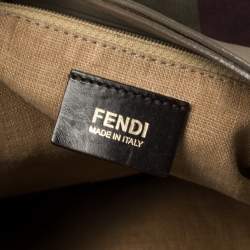 Pre Owned Fendi Multicolor Canvas and Leather Large Pequin Striped Hobo