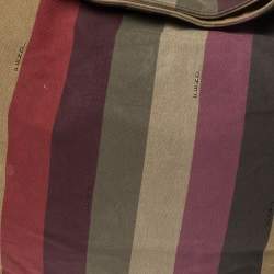 Pre Owned Fendi Multicolor Canvas and Leather Large Pequin Striped Hobo
