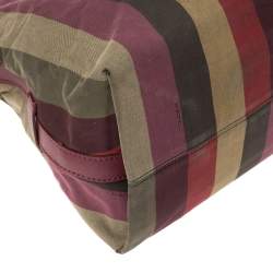 Pre Owned Fendi Multicolor Canvas and Leather Large Pequin Striped Hobo