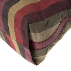 Pre Owned Fendi Multicolor Canvas and Leather Large Pequin Striped Hobo
