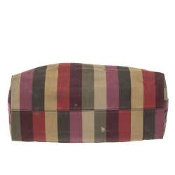 Pre Owned Fendi Multicolor Canvas and Leather Large Pequin Striped Hobo