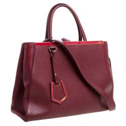 Pre Owned Fendi Red Leather Medium 2jours Tote