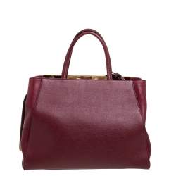Pre Owned Fendi Red Leather Medium 2jours Tote