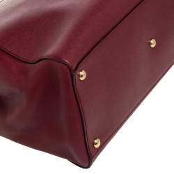 Pre Owned Fendi Red Leather Medium 2jours Tote