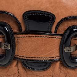 Pre Owned Fendi Brown/Black Patent and Leather B Bis Shoulder Bag