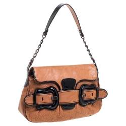 Pre Owned Fendi Brown/Black Patent and Leather B Bis Shoulder Bag