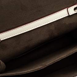 Pre Owned Fendi White Leather Small Scalloped Kan I Shoulder Bag