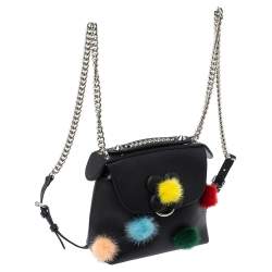 Pre Owned Fendi Leather Mini Mink Pom Pom Back To School Backpack