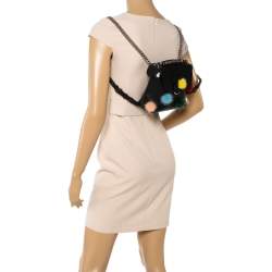 Pre Owned Fendi Leather Mini Mink Pom Pom Back To School Backpack