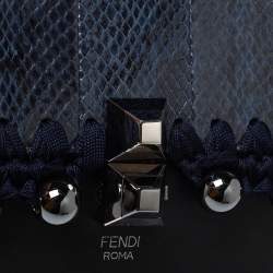 مملوكة مسبقًا حقيبة كروس فندي كان آي صغيرة خرز جلد و جلد ثعبان أسود و أزرق كحلي