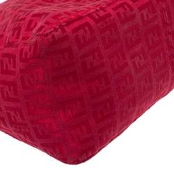 Pre Owned Fendi Red Zucchino Fabric and Leather Pochette Bag