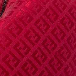 Pre Owned Fendi Red Zucchino Fabric and Leather Pochette Bag