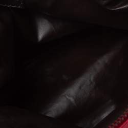 Pre Owned Fendi Red Zucchino Fabric and Leather Pochette Bag