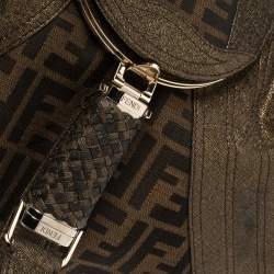 Pre Owned Fendi Tobacco/Metallic Zucca Canvas and Leather Spy Bag