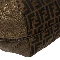 Pre Owned Fendi Tobacco/Metallic Zucca Canvas and Leather Spy Bag