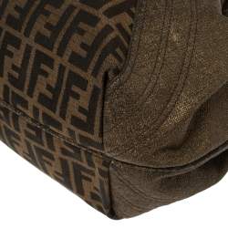 Pre Owned Fendi Tobacco/Metallic Zucca Canvas and Leather Spy Bag