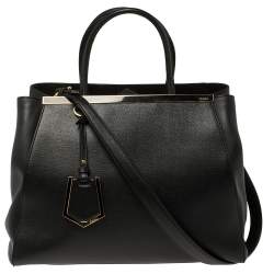 Pre Owned Fendi Black Leather Medium 2Jours Tote 