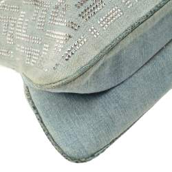 مملوكة مسبقًا Fendi Light Blue Denim FF Crystal Embellished Mamma Baguette Bag