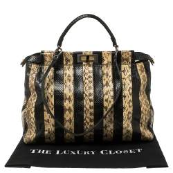 Pre Owned Fendi Multicolor Snake Large Peekaboo Top Handle Bag