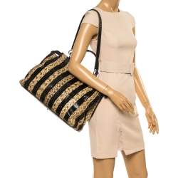 Pre Owned Fendi Multicolor Snake Large Peekaboo Top Handle Bag