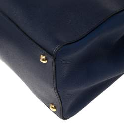 Pre Owned Fendi Blue Two Tone Leather Medium 2Jours Tote 