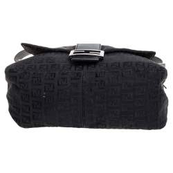 Pre Owned Fendi Black Zucchino Canvas Mama Forever Shoulder Bag