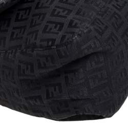 Pre Owned Fendi Black Zucchino Canvas Mama Forever Shoulder Bag