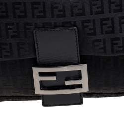 Pre Owned Fendi Black Zucchino Canvas Mama Forever Shoulder Bag