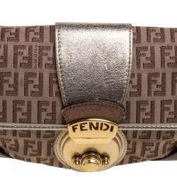 Pre Owned Fendi Multicolor Zucchino Canvas and Leather Compilation Shoulder Bag