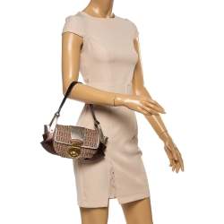 Pre Owned Fendi Multicolor Zucchino Canvas and Leather Compilation Shoulder Bag