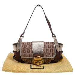 Pre Owned Fendi Multicolor Zucchino Canvas and Leather Compilation Shoulder Bag