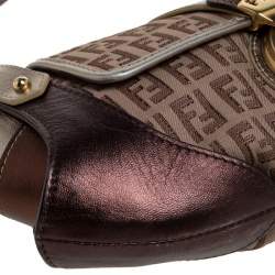 Pre Owned Fendi Multicolor Zucchino Canvas and Leather Compilation Shoulder Bag