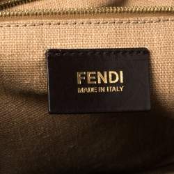 Pre Owned Fendi Black Pequin Stripe Leather Large Claudia Shoulder Bag